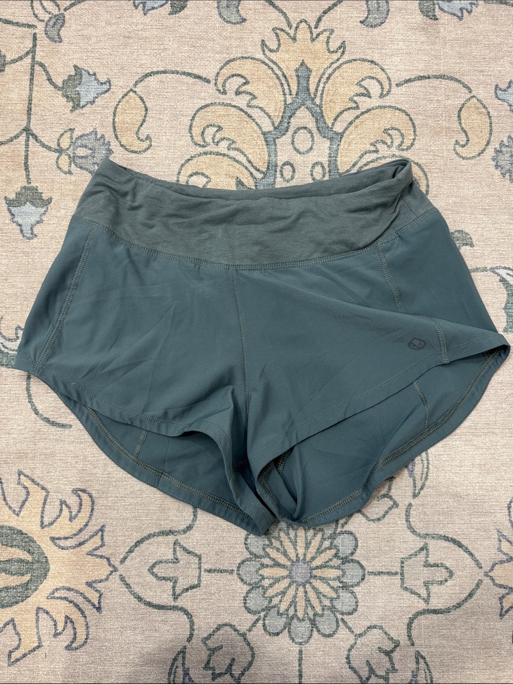 Tasc Women's Athletic Recess Running Shorts Blue Built-In Liner Back Pocket